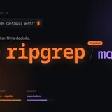 Pôster de terminal escuro comparando grep, ripgrep e mgrep, com ripgrep em destaque laranja e a marca 'default'.